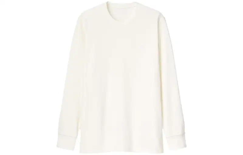 UNIQLO T Shirts Men's Ivory Crew Neck Moderate