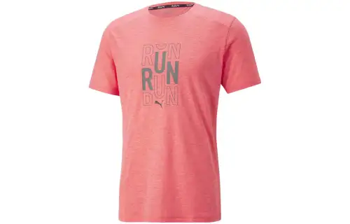 PUMA RUN LOGO SS TEE M T Shirt Men's Pink
