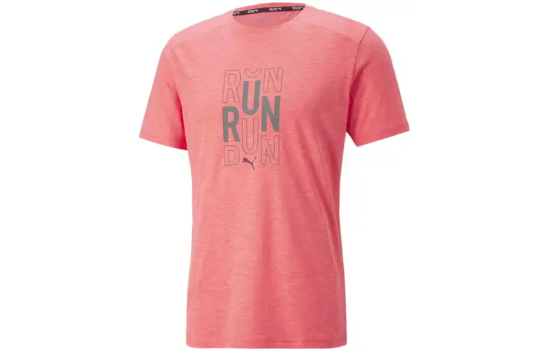 PUMA RUN LOGO SS TEE M T Shirt Men's Pink