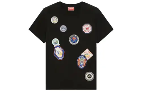 KENZO T Shirts Men's Black Crew Neck Moderate Straight Fit