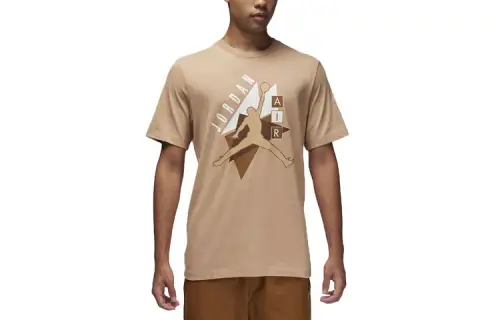 Jordan T Shirts Men's Khaki Crew Neck Moderate Straight Fit