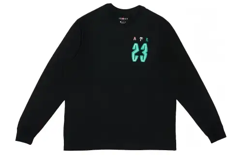 Jordan T Shirts Men's Black Crew Neck Moderate Straight Fit