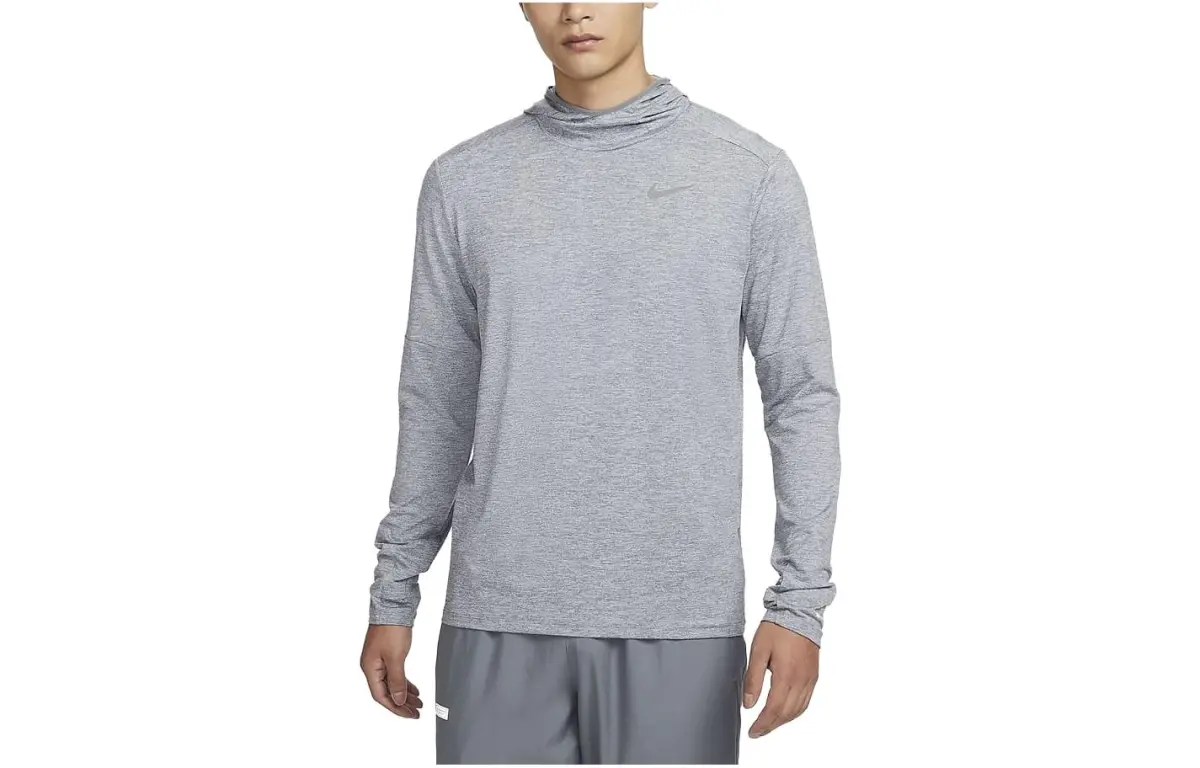 Nike T-Shirts Men's Gray Hooded Moderate Straight Fit