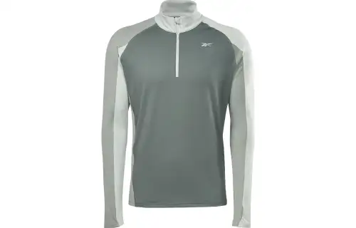 Reebok T Shirts Men's Green Stand Collar Moderate Straight Fit