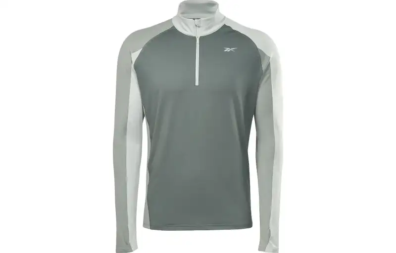 Reebok T Shirts Men's Green Stand Collar Moderate Straight Fit
