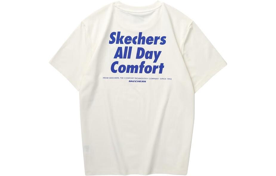 Skechers Funny Monster T Shirts Unisex Marshmallow White/0074 Crew Neck Moderate Straight Fit