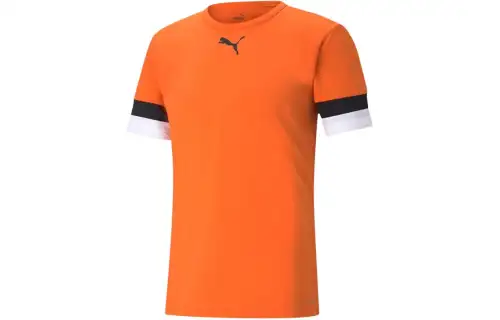 PUMA TEAMRISE T Shirts Men's Orange Crew Neck Moderate Straight Fit