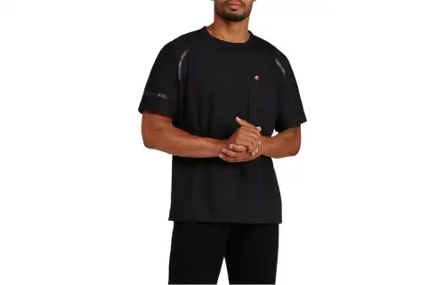 ASICS T Shirts Men's Black Crew Neck Moderate Straight Fit