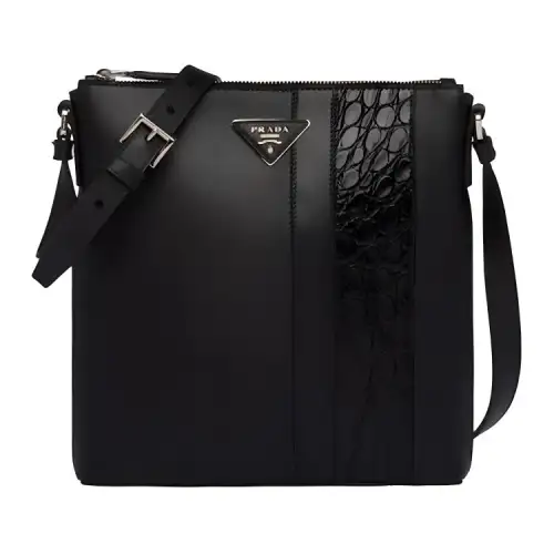 PRADA Saffiano Leather Shoulder Bag, Crossbody Bag Men's Black