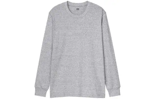 UNIQLO T Shirts Unisex Smoke Gray Crew Neck Moderate
