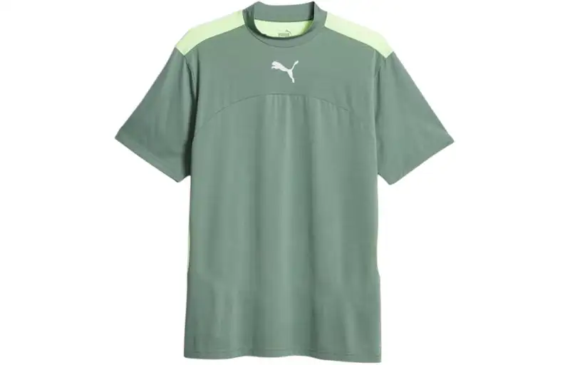 PUMA INDIVIDUAL WINTERIZED T Shirts Men's Green Crew Neck Moderate Straight Fit