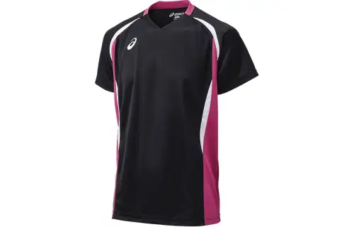 ASICS T Shirts Unisex Black V Neck Moderate
