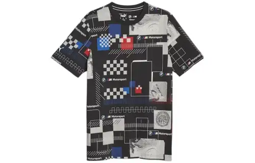 PUMA BMW M Motorsport T Shirts Men's Black Crew Neck Moderate Other