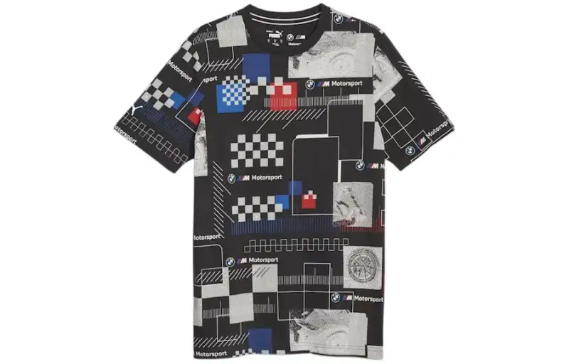 PUMA BMW M Motorsport T Shirts Men's Black Crew Neck Moderate Other