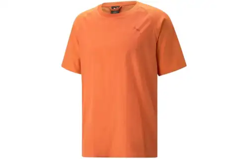 PUMA T Shirts Men's Orange Crew Neck Moderate Straight Fit