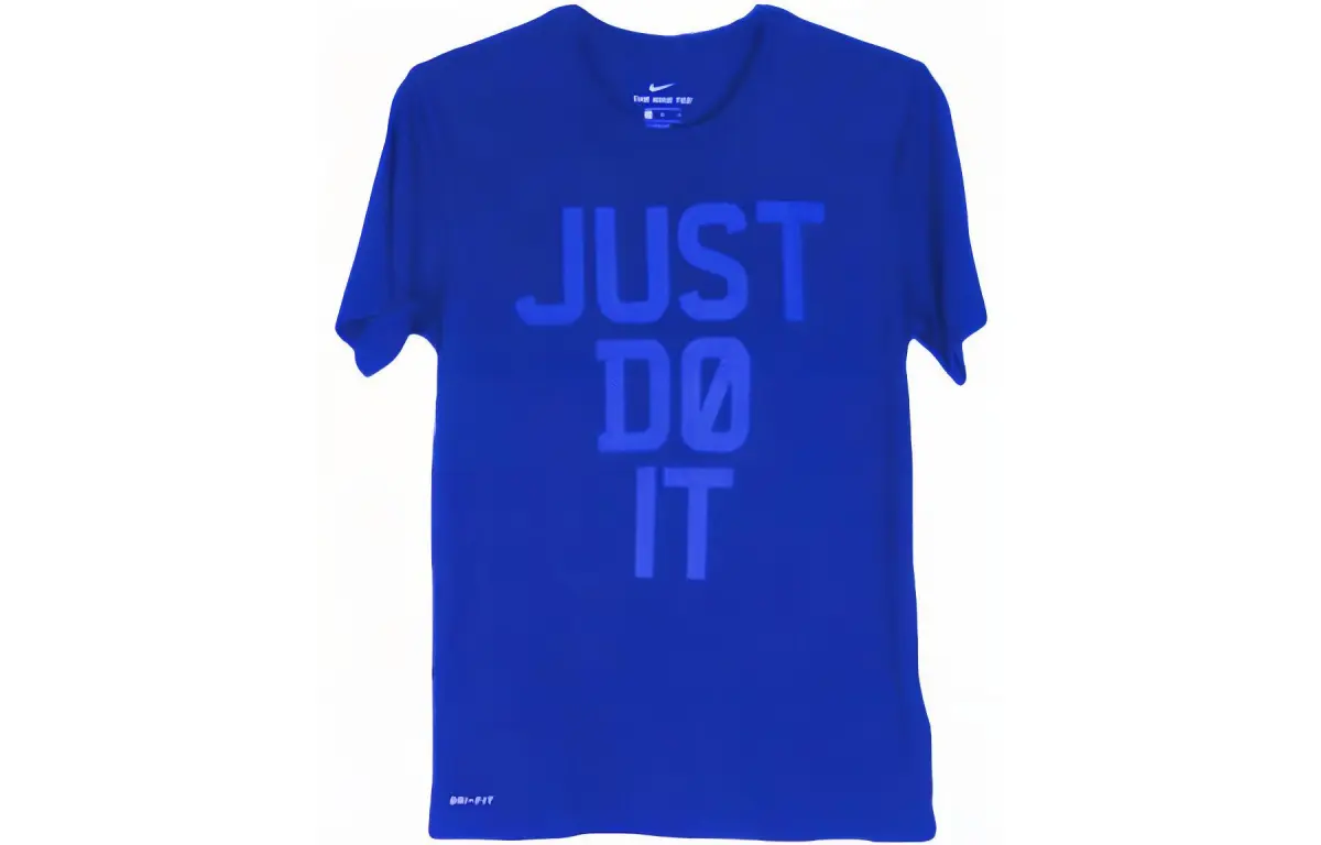 Nike T-Shirts Men's Blue Crew Neck Moderate Straight Fit