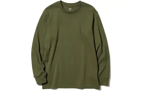 UNIQLO T Shirts Unisex Olive Crew Neck Moderate
