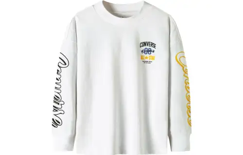 Converse T Shirts Kids White Crew Neck Moderate Straight Fit