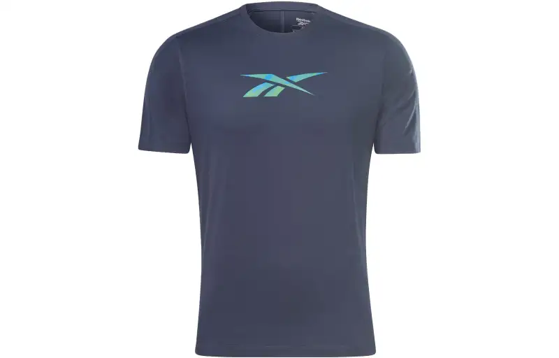 Reebok T Shirts Men's Dark Blue Crew Neck Moderate Straight Fit