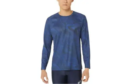 ASICS A I M T Shirts Men's Midnight Blue Crew Neck Moderate Straight Fit