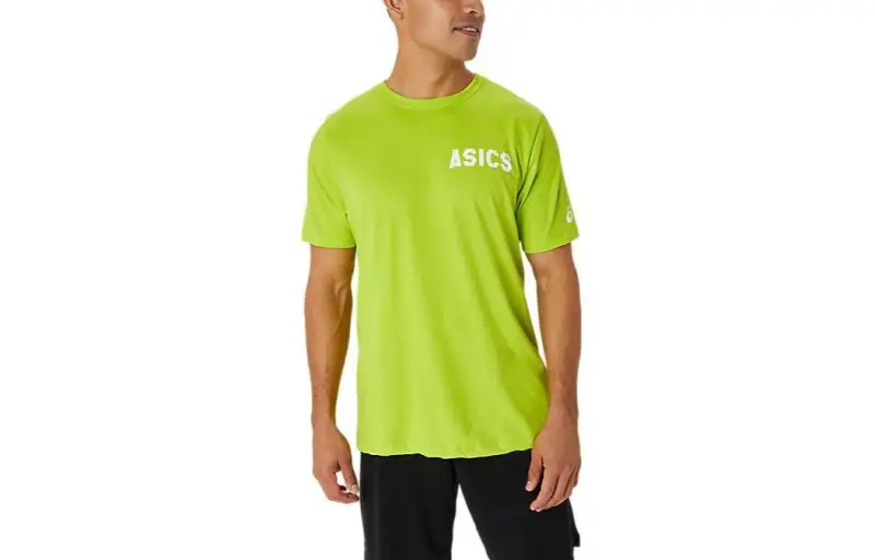 ASICS STRIPES SUNRISE T Shirts Unisex Green Crew Neck Moderate Other