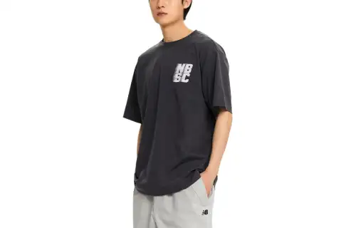 New Balance T Shirts Men's Black Crew Neck Moderate Other