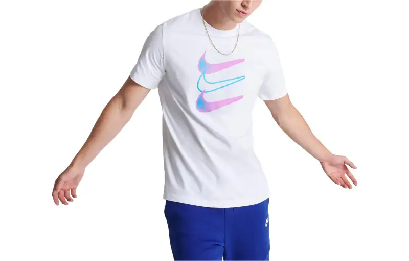 Nike T Shirts Men's White Crew Neck Moderate Straight Fit