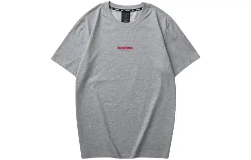 Skechers T Shirts Unisex Medium Heather Gray/004F Crew Neck Thin Straight Fit