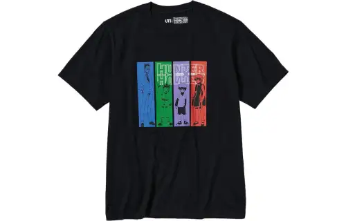 UNIQLO T Shirts Unisex Black Crew Neck Moderate