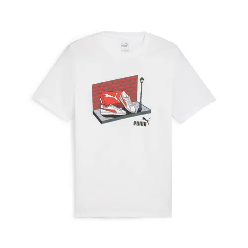 PUMA T Shirts Men's White Crew Neck Moderate Straight Fit