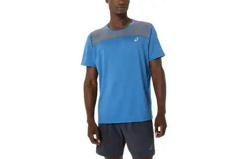 ASICS PR LYTE T Shirts Men's Blue Crew Neck Moderate Other