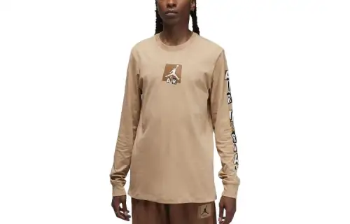 Jordan T Shirts Men's Khaki Crew Neck Moderate Straight Fit