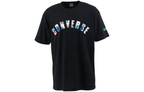 Converse T Shirts Men's Black Crew Neck Moderate Straight Fit