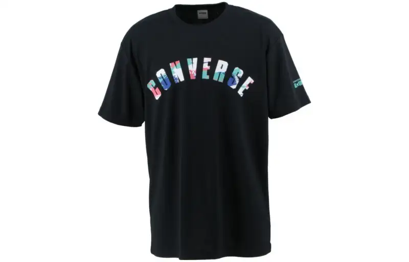 Converse T Shirts Men's Black Crew Neck Moderate Straight Fit