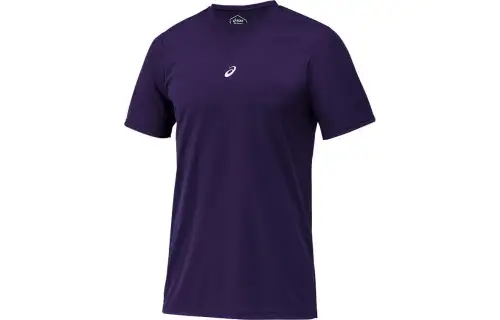 ASICS T Shirts Men's Purple Crew Neck Moderate