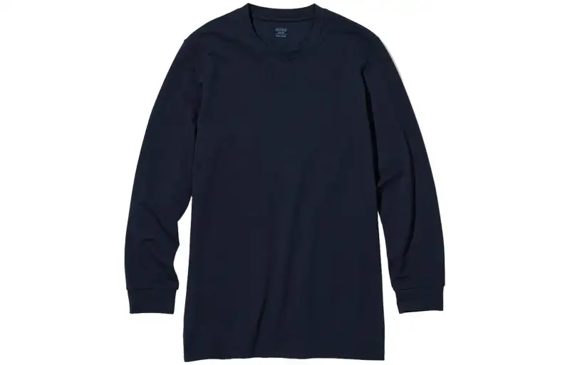 UNIQLO T Shirts Men's Ultramarine Blue Crew Neck Moderate Straight Fit