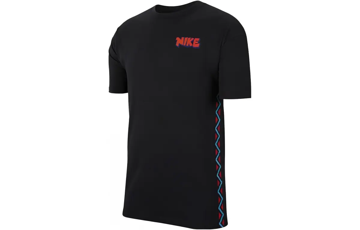 Nike T-Shirts Men's Black Crew Neck Moderate Straight Fit