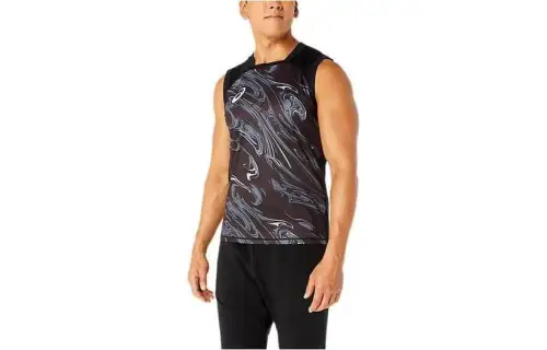 ASICS T Shirts Men's Black Crew Neck Moderate Straight Fit