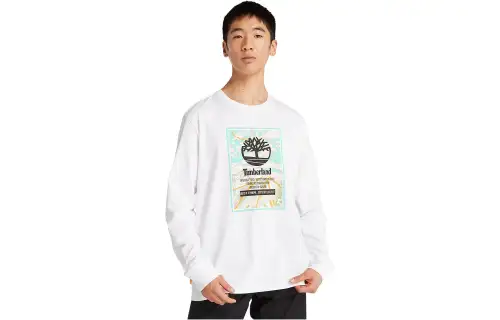 Timberland T Shirts Unisex White Crew Neck Moderate Straight Fit