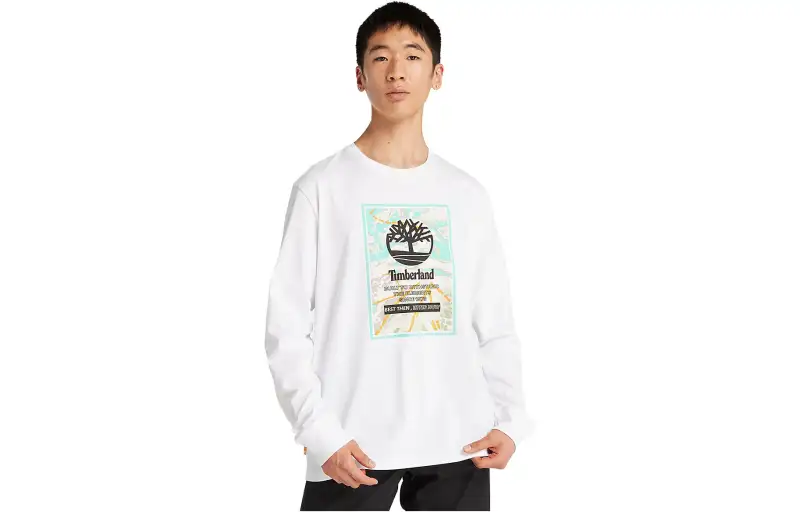 Timberland T Shirts Unisex White Crew Neck Moderate Straight Fit