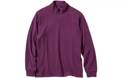 UNIQLO T Shirts Unisex Gray Purple Turtleneck Moderate Straight Fit