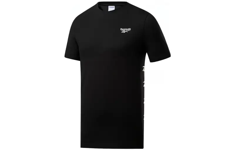 Reebok T Shirts Unisex Black Crew Neck Moderate Straight Fit