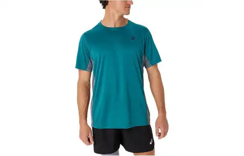 ASICS SANA T Shirts Men's Blue Crew Neck Moderate Straight Fit