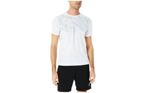 ASICS T Shirts Men's White Crew Neck Moderate Other