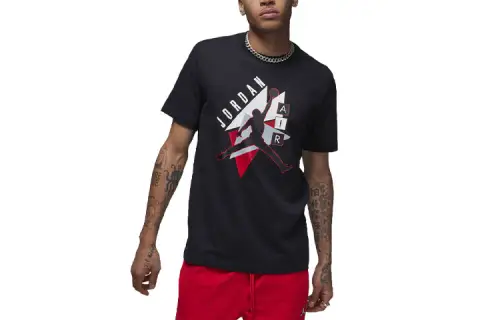 Jordan Jumpman T Shirts Men's Black Crew Neck Moderate Straight Fit