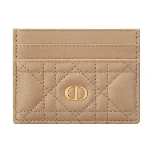 DIOR Soft Calfskin Card Holder Women's Cookie Umber