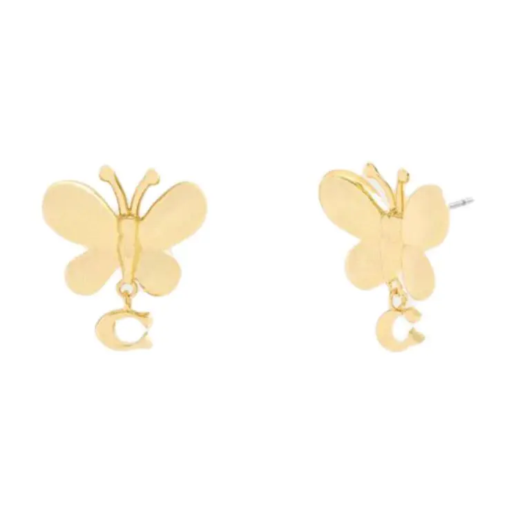 COACH Brass Plated Stud Earrings Women's Gold