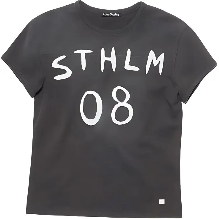 Acne Studios T Shirts Unisex Charcoal Gray Crew Neck Moderate