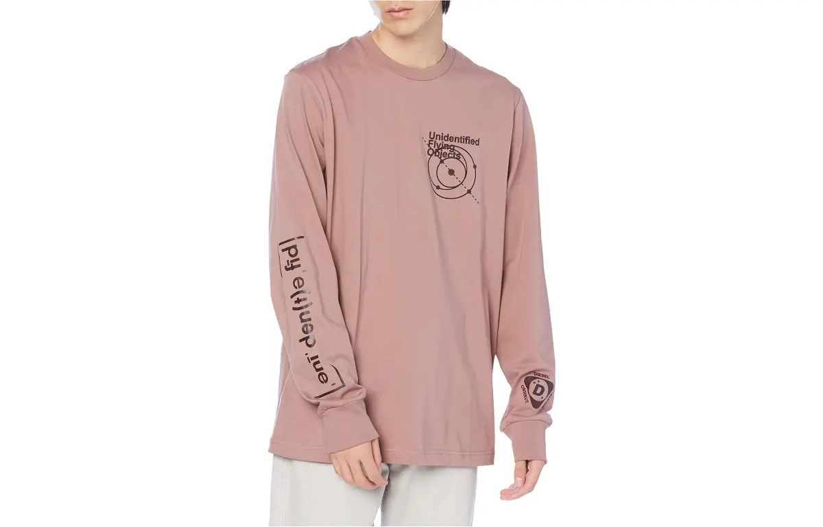 DIESEL T-Shirts Men's Pink Crew Neck Moderate Straight Fit