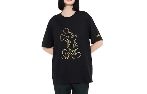 UNIQLO X Disney T Shirts Unisex Black Crew Neck Moderate Other